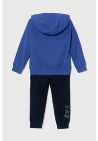 EA7 Emporio Armani dres bawełniany dziecięcy kolor niebieski. Okazja: na co dzień. Kolor: niebieski. Materiał: bawełna, dresówka. Długość: długie. Styl: casual #3