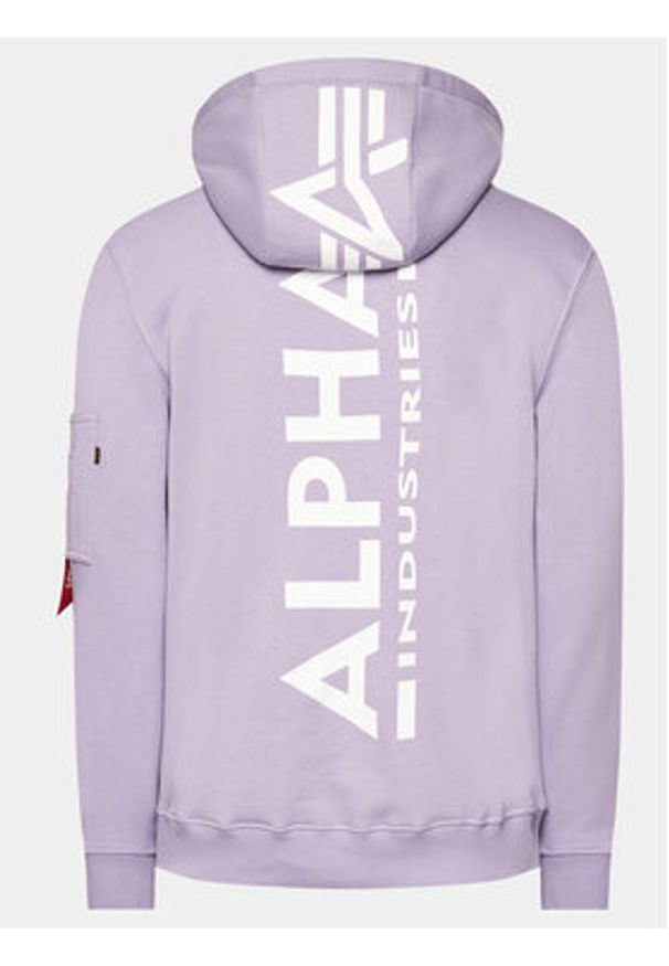 Alpha Industries Bluza Back Print 178318 Fioletowy Regular Fit. Kolor: fioletowy. Materiał: bawełna. Wzór: nadruk