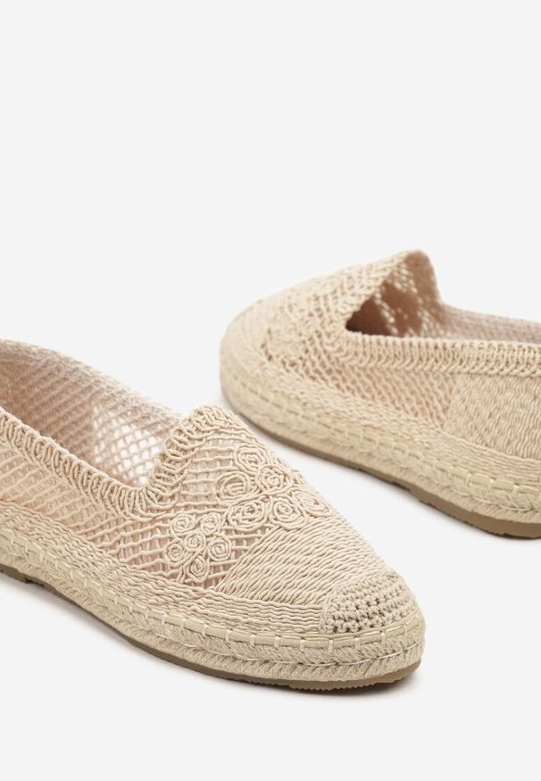 Born2be - Beżowe Szydełkowe Espadryle Vices na Podeszwie z Plecionki Jelseli. Okazja: na co dzień. Kolor: beżowy. Styl: elegancki, casual, klasyczny