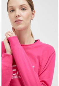 EA7 Emporio Armani bluza damska kolor fioletowy z nadrukiem. Okazja: na co dzień. Kolor: fioletowy. Wzór: nadruk. Styl: casual #3