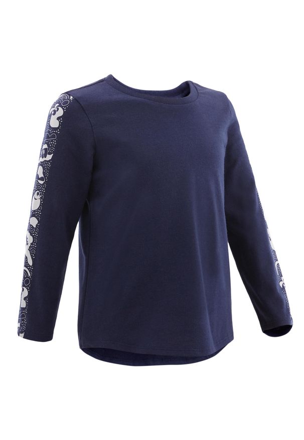 DOMYOS - Koszulka z długim rękawem dla maluchów Domyos 100. Kolor: wielokolorowy, beżowy, niebieski. Materiał: materiał, elastan, bawełna. Długość rękawa: długi rękaw. Długość: długie