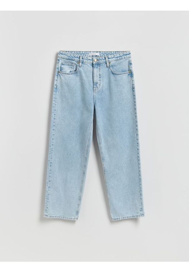 Reserved - Jeansy loose z efektem sprania - niebieski. Kolor: niebieski