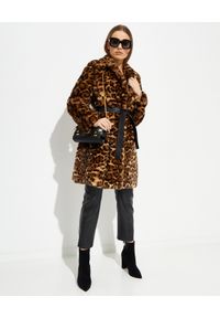 YVES SALOMON PARIS - Futrzany płaszcz w cętki. Kolor: brązowy. Materiał: futro. Długość rękawa: długi rękaw. Długość: długie. Wzór: aplikacja. Styl: klasyczny
