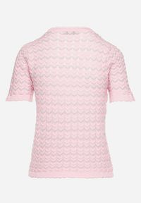 Born2be - Różowa Bluzka z Wiskozy w Ażurowy Wzór Ozdobiona Cyrkoniami i Perłami Puinama. Kolor: różowy. Materiał: wiskoza. Wzór: ażurowy, aplikacja #3