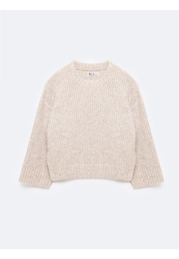 Big-Star - Sweter damski ze stójką beżowy Amaya 805. Typ kołnierza: kołnierzyk stójkowy. Kolor: beżowy. Materiał: jeans, materiał, dzianina. Styl: elegancki