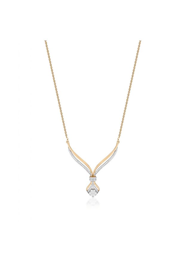 W.KRUK Zjawiskowy Naszyjnik - złoto 585, Brylant 0,11ct,diament 0,16ct - ZFX/NB+13BK. Materiał: złote. Kolor: złoty. Kamień szlachetny: brylant, diament