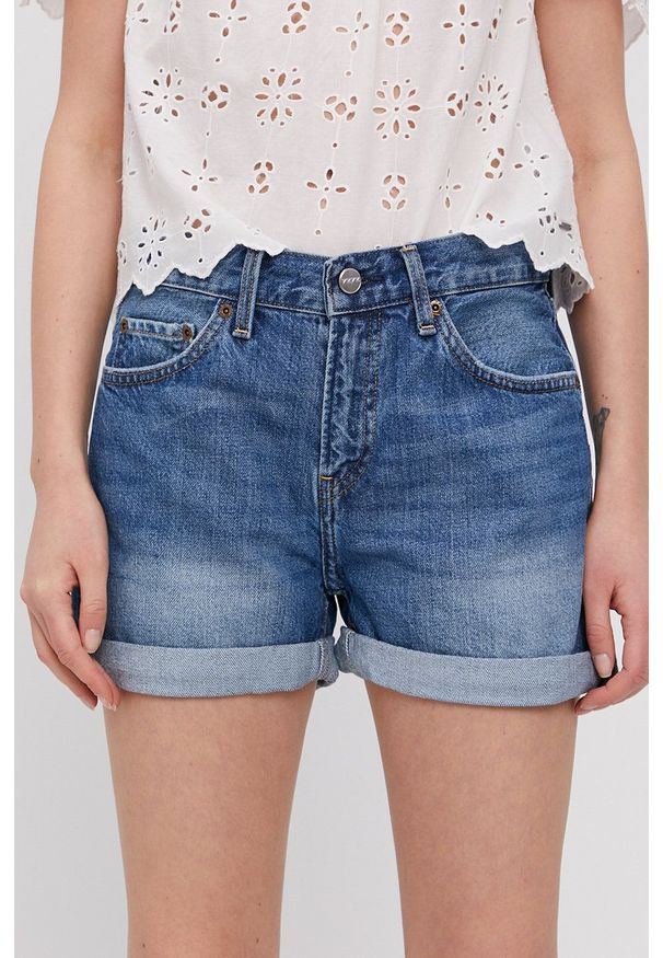 Pepe Jeans - Szorty jeansowe Mable. Okazja: na co dzień. Kolor: niebieski. Materiał: tkanina. Wzór: gładki. Styl: casual