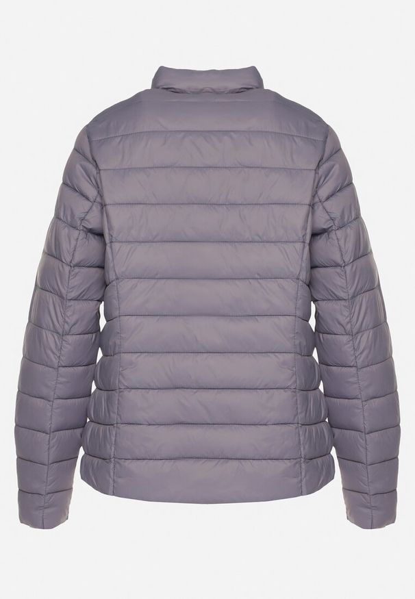 Born2be - Szara Pikowana Kurtka w Klasycznym Stylu Nelaniel. Okazja: na co dzień. Kolor: szary. Materiał: jeans. Styl: klasyczny