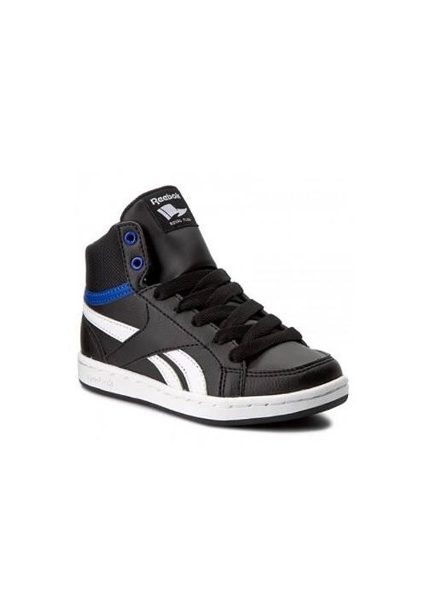 Buty do chodzenia dla dzieci Reebok Royal Prime. Wysokość cholewki: za kostkę. Zapięcie: sznurówki. Kolor: czarny. Materiał: syntetyk, tkanina, materiał, skóra. Szerokość cholewki: normalna. Model: Reebok Royal. Sport: turystyka piesza