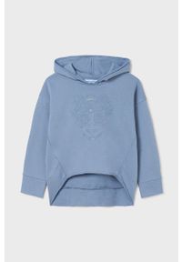 Mayoral bluza bawełniana dziecięca z kapturem z nadrukiem. Typ kołnierza: kaptur. Kolor: niebieski. Materiał: bawełna. Wzór: nadruk #5