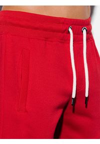 Ombre Clothing - Krótkie spodenki męskie dresowe W238 - czerwone - XXL. Kolor: czerwony. Materiał: dresówka. Długość: krótkie #4