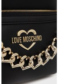 Love Moschino Plecak damski kolor czarny mały z aplikacją. Kolor: czarny. Wzór: aplikacja