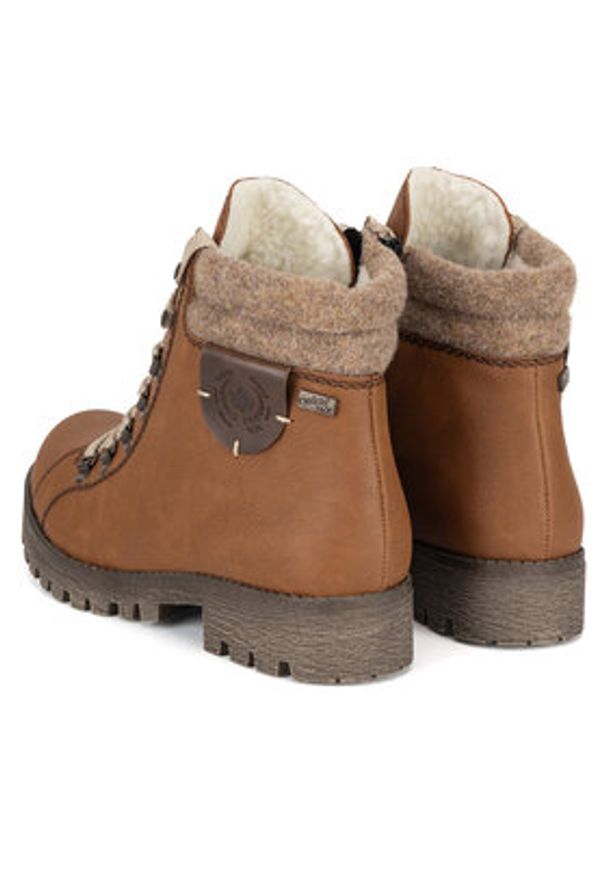 Rieker Trzewiki 785F8-22 Brązowy. Kolor: brązowy. Materiał: materiał