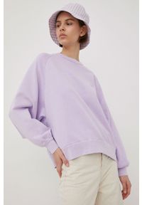Levi's® - Levi's bluza bawełniana damska kolor fioletowy gładka. Okazja: na spotkanie biznesowe. Kolor: fioletowy. Materiał: bawełna. Długość rękawa: raglanowy rękaw. Wzór: gładki. Styl: biznesowy