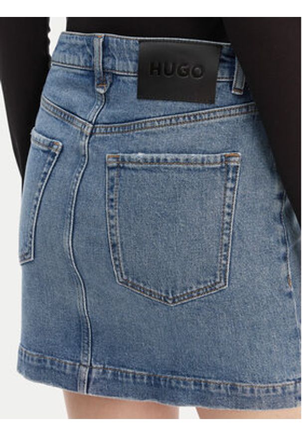 Hugo - HUGO Spódnica jeansowa Gilvie 50553182 Niebieski Regular Fit. Kolor: niebieski. Materiał: bawełna