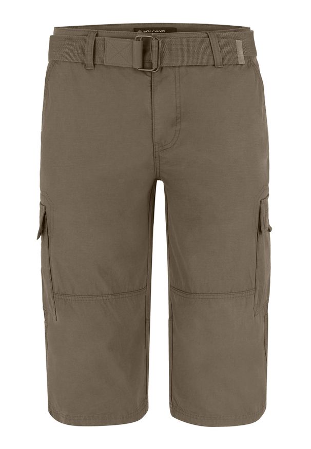 Volcano - Szorty bojówki z paskiem P-ERGS. Kolor: brązowy. Materiał: tkanina, elastan, bawełna, materiał. Długość: krótkie