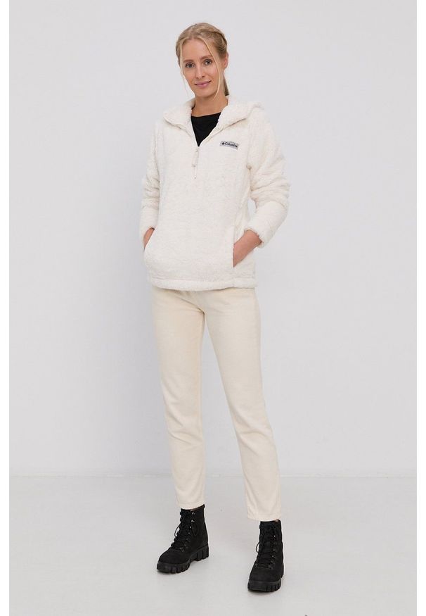 columbia - Columbia - Bluza. Okazja: na co dzień. Typ kołnierza: kaptur. Kolor: beżowy. Długość rękawa: długi rękaw. Długość: krótkie. Styl: casual