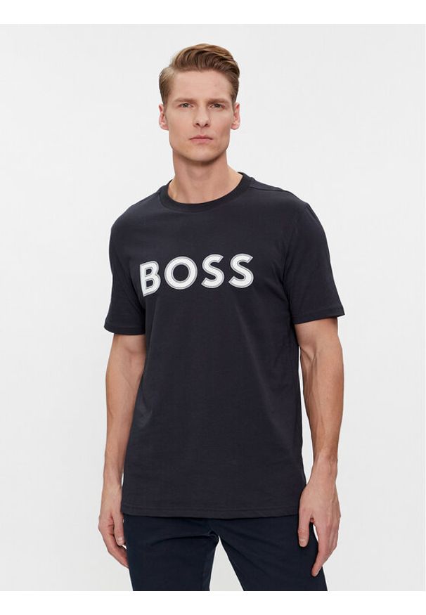 BOSS - Boss T-Shirt Tee 1 50506344 Granatowy Regular Fit. Kolor: niebieski. Materiał: bawełna