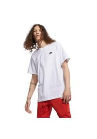 Koszulka Nike Biała Męska Bawełna. Kolor: wielokolorowy, biały, czarny. Materiał: bawełna. Wzór: haft. Sport: fitness #1