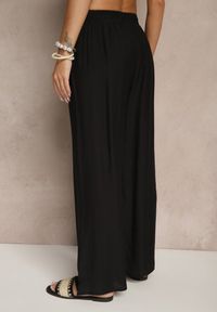Renee - Czarne Spodnie z Wiskozy High Waist o Szerokim Kroju Divlise. Okazja: na co dzień. Stan: podwyższony. Kolor: czarny. Materiał: wiskoza. Styl: elegancki, casual #3
