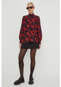 The Kooples koszula jedwabna kolor czarny regular ze stójką. Typ kołnierza: kołnierzyk stójkowy. Kolor: czarny. Materiał: jedwab. Długość rękawa: długi rękaw. Długość: długie #1