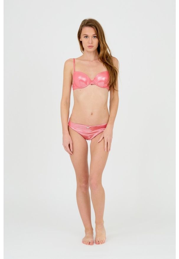 Emporio Armani - EMPORIO ARMANI Bikini damskie koralowe. Kolor: różowy. Materiał: poliester