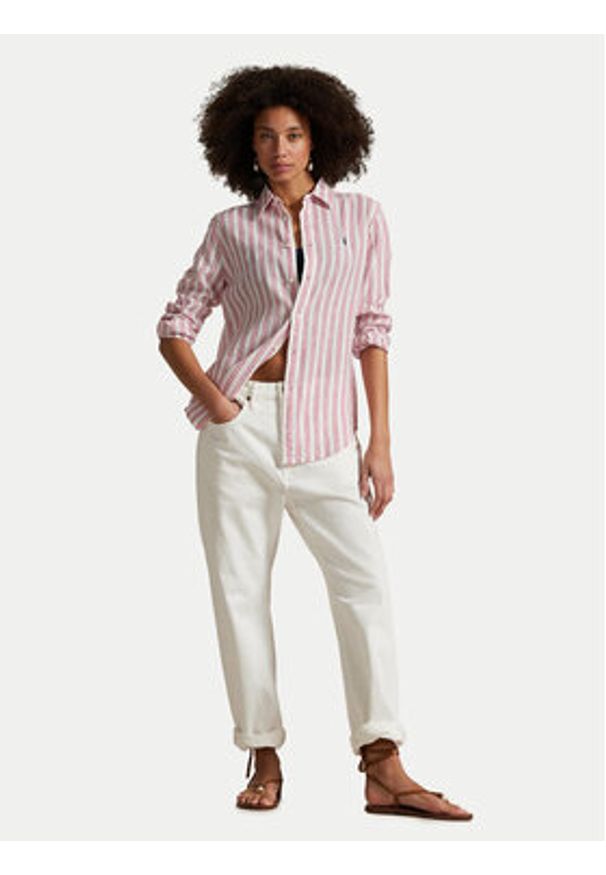 Polo Ralph Lauren Koszula 211970691008 Różowy Classic Fit. Typ kołnierza: polo. Kolor: różowy. Materiał: len