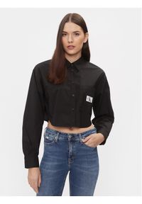 Calvin Klein Jeans Koszula J20J222614 Czarny Cropped Fit. Kolor: czarny. Materiał: bawełna