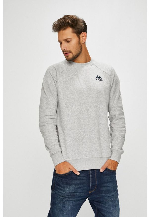Kappa - Bluza. Okazja: na co dzień. Kolor: szary. Materiał: dzianina. Długość rękawa: raglanowy rękaw. Styl: casual