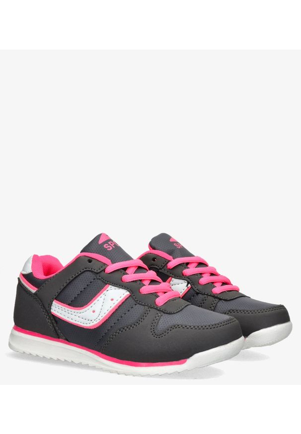 Casu - Szare buty sportowe sznurowane casu ld11c-14. Kolor: szary, różowy, wielokolorowy