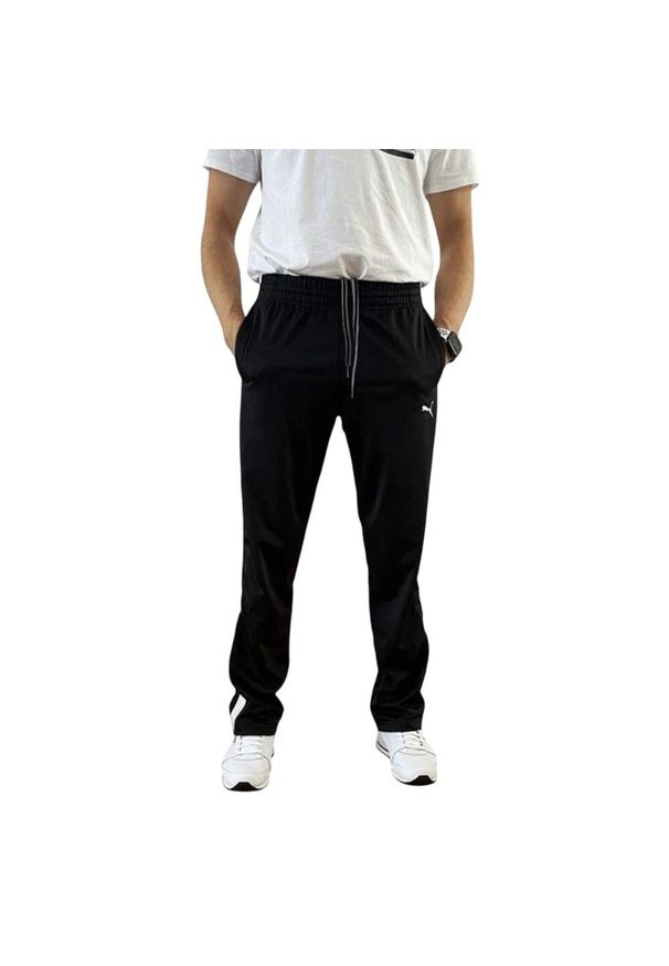 Puma - Spodnie Do Joggingu Męskie Kontrastowa. Kolor: czarny. Materiał: dresówka. Sport: bieganie