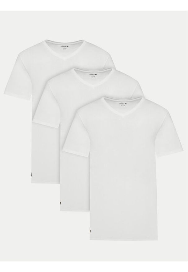Lacoste Komplet 3 t-shirtów TH9008 Biały Slim Fit. Kolor: biały. Materiał: bawełna