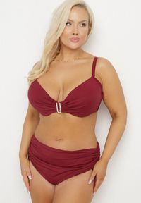 Born2be - Czerwone Bikini Biustonosz z Marszczeniem i Majtki Figi ze Ściągaczami Kinevia. Kolekcja: plus size. Kolor: czerwony #1