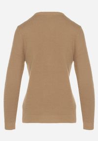 Born2be - Ciemnobeżowy Sweter z Wełną w Klasycznym Stylu Firrive. Okazja: na co dzień. Kolor: beżowy. Materiał: wełna. Styl: klasyczny #6