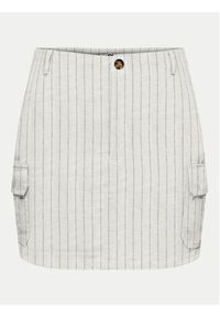only - ONLY Spódnica mini Malfy-Caro 15310982 Biały Regular Fit. Kolor: biały. Materiał: len