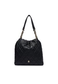 TOMMY HILFIGER - Tommy Hilfiger Torebka Th Feminine Tote AW0AW18719 Czarny. Kolor: czarny. Materiał: skórzane #1