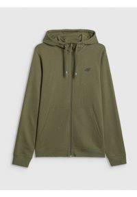 4f - 4F Bluza dresowa rozpinana z kapturem męska - khaki S. Okazja: na co dzień. Typ kołnierza: kaptur. Kolor: wielokolorowy, brązowy, oliwkowy. Materiał: dresówka. Styl: casual #1