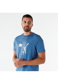 Koszulka z krótkim rękawem męska Puma Gym & Pilates. Kolor: niebieski. Materiał: bawełna. Długość rękawa: krótki rękaw. Długość: krótkie. Sport: joga i pilates #1