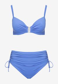 Born2be - Niebieskie Bikini Biustonosz z Marszczeniem i Majtki Figi ze Ściągaczami Kinevia. Kolekcja: plus size. Kolor: niebieski #3