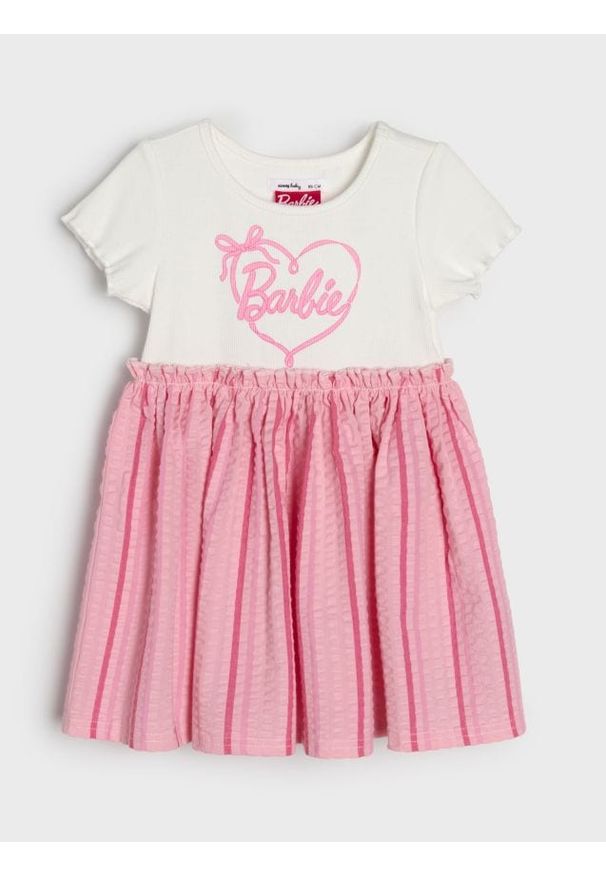 Sinsay - Sukienka babydoll Barbie - różowy. Kolor: różowy