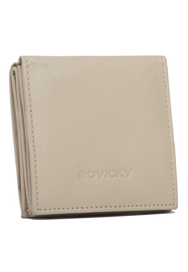 ROVICKY - Portfel skórzany Rovicky R-23-26-LFN beżowy. Kolor: beżowy. Materiał: skóra