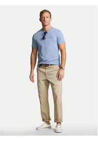 Polo Ralph Lauren T-Shirt 710740727080 Błękitny Slim Fit. Typ kołnierza: polo. Kolor: niebieski. Materiał: bawełna