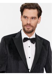 Karl Lagerfeld - KARL LAGERFELD Marynarka 155270 541009 Czarny Slim Fit. Typ kołnierza: dekolt w karo. Kolor: czarny. Materiał: syntetyk #7