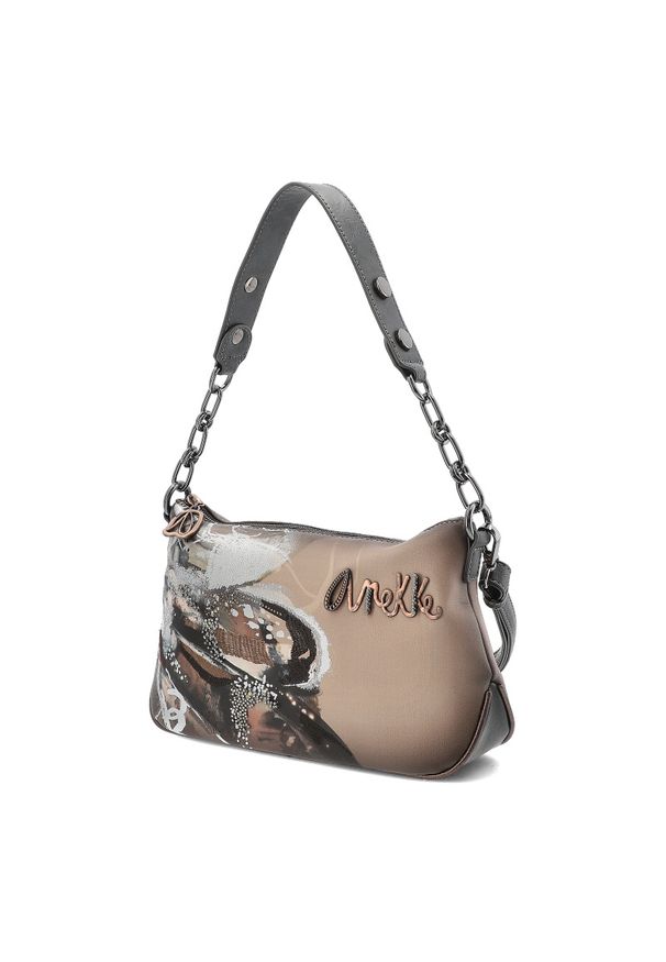 Brązowa Designerska Damska Torebka Anekke. Kolor: brązowy. Wzór: nadruk. Styl: elegancki, casual