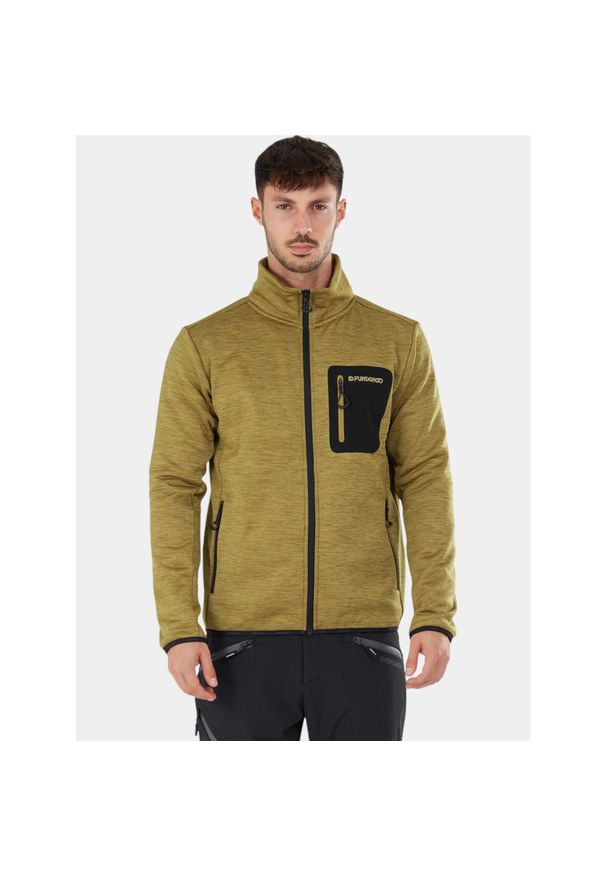 FUNDANGO - Bluza Polarowa Męska Fundango Jefferson. Kolor: zielony. Materiał: polar. Sezon: zima. Sport: turystyka piesza