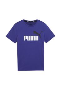 Puma - Koszulka t-shirt dziecięca dla chłopca bawełna granatowa logo PUMA. Kolor: niebieski. Materiał: bawełna
