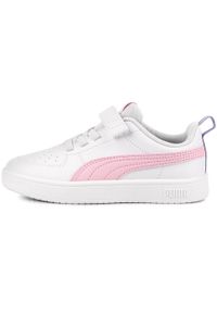Puma - Buty sneakersy dziecięce dla dziewczynki białe ekoskóra PUMA RICKE AC PS. Kolor: różowy, biały, wielokolorowy. Sport: turystyka piesza