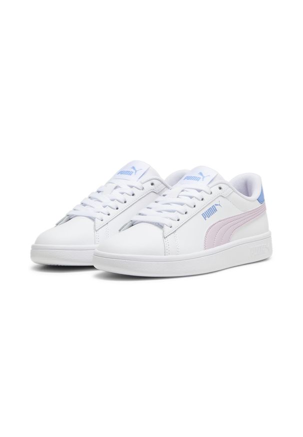 Puma - Młodzieżowe skórzane sneakersy Smash 3.0 PUMA. Kolor: biały, niebieski, fioletowy, wielokolorowy. Materiał: skóra. Sport: turystyka piesza
