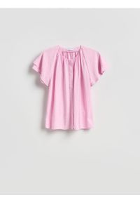 Reserved - Bluzka z wiskozą - pastelowy róż. Kolor: różowy. Materiał: wiskoza