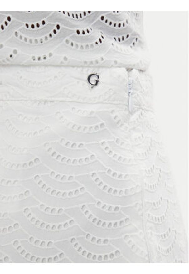Guess Spódnica midi W6GD40 W1882 Biały Classic Fit. Kolor: biały. Materiał: bawełna